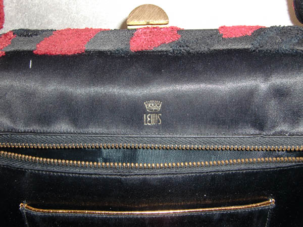 1940s Crown LEWIS Handbag LEWIS Black Wool 40s Handbag 